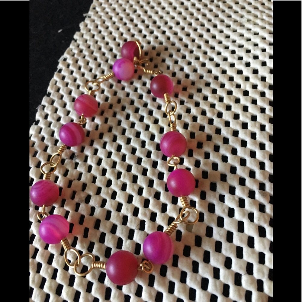 Brass Wire wrap Semiprecious Stone Bracelet